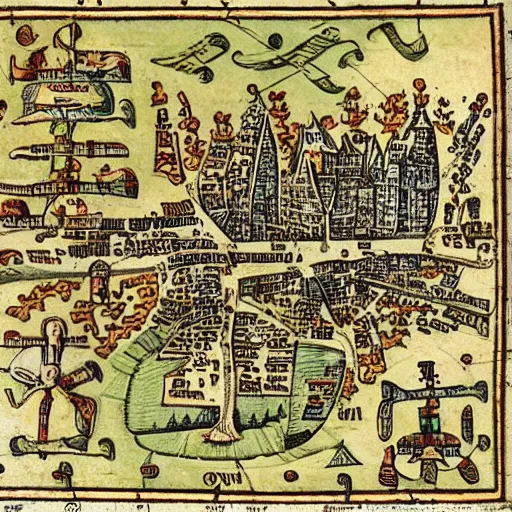 Image similar to a medieval map of new york city