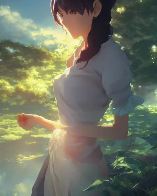 Image similar to mother nature sama, full shot, atmospheric lighting, detailed face, by makoto shinkai, stanley artgerm lau, wlop, rossdraws