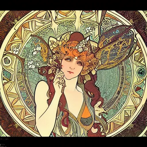 Image similar to princess fairy creating parallels universes, art nouveau by Mucha, beautiful detailed illustration