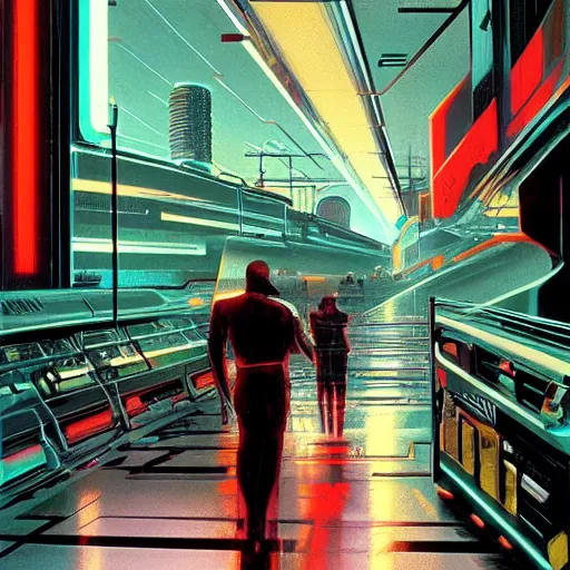 Image similar to neuromancer, painted by syd mead