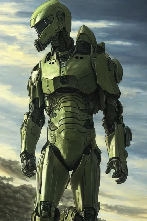 Prompt: master chief as an ugly titan in attack on titan, oil on canvas, intricate, portrait, 8 k highly professionally detailed, hdr, cgsociety