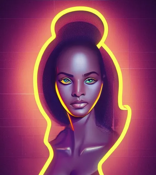 Image similar to symmetry!! ethiopian princess of technology, solid cube of light, hard edges, product render retro - futuristic poster scifi, lasers and neon circuits, brown skin man ethiopian princess, intricate, elegant, highly detailed, digital painting, artstation, concept art, smooth, sharp focus, illustration, dreamlike, art by artgerm