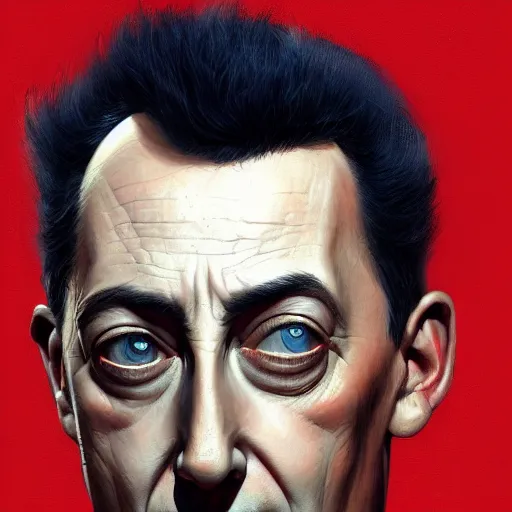 Image similar to close portrait of peewee herman, high detail, dramatic light, digital art, painted by greg rutkowski, painted by seb mckinnon, trending on artstation