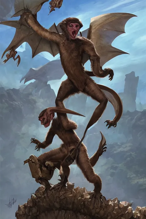 Image similar to portrait of the Dimorphodon monkey delver wearing steppe spiked shield by artgerm and Craig Mullins, James Jean, Andrey Ryabovichev, Mark Simonetti and Peter Morbacher 16k