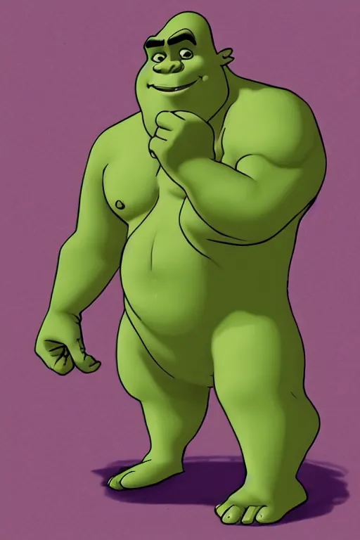 Image similar to buff shrek, tinder profile,