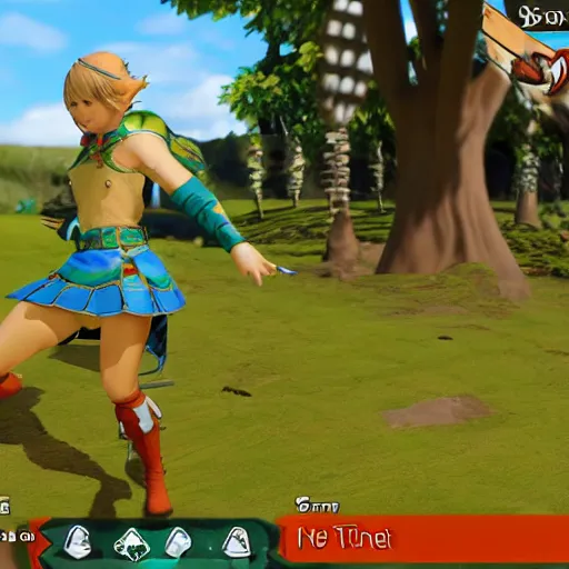 Image similar to linkle doing the splits, ingame screenshot