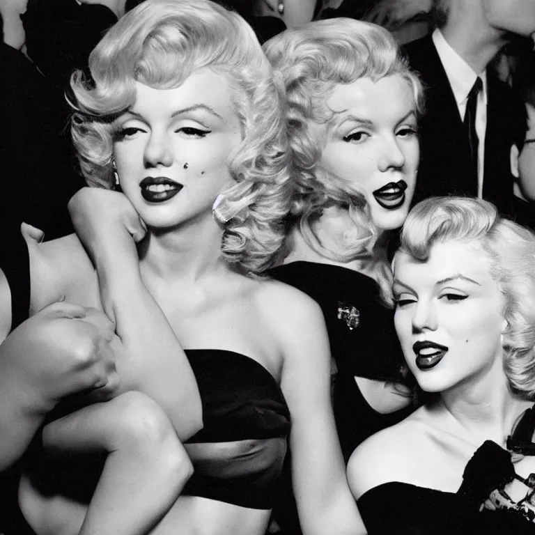 Image similar to marilyn monroe and taylor swift commiting crime together