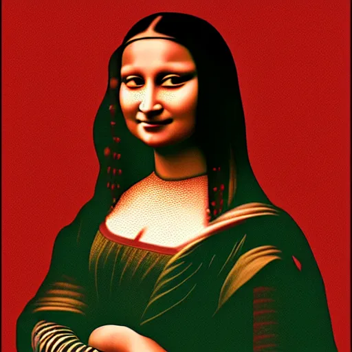 Image similar to an nepali woman in the style of mona lisa by leonardo da vinc, octane render