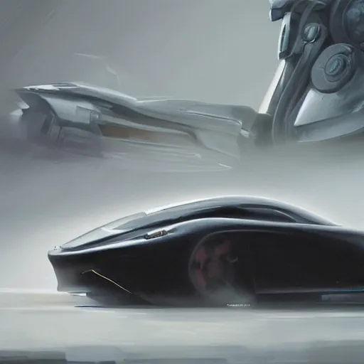 Prompt: side view of a car, elegant, digital painting, concept art, smooth, sharp focus, art style from Wang Ke and Greg Rutkowski and Bruce Kaiser and Scott Robertson and Dmitry Mazurkevich and Doruk Erdem and Jon Sibal, small style cue from Blade Runner and Minority Report and iRobots