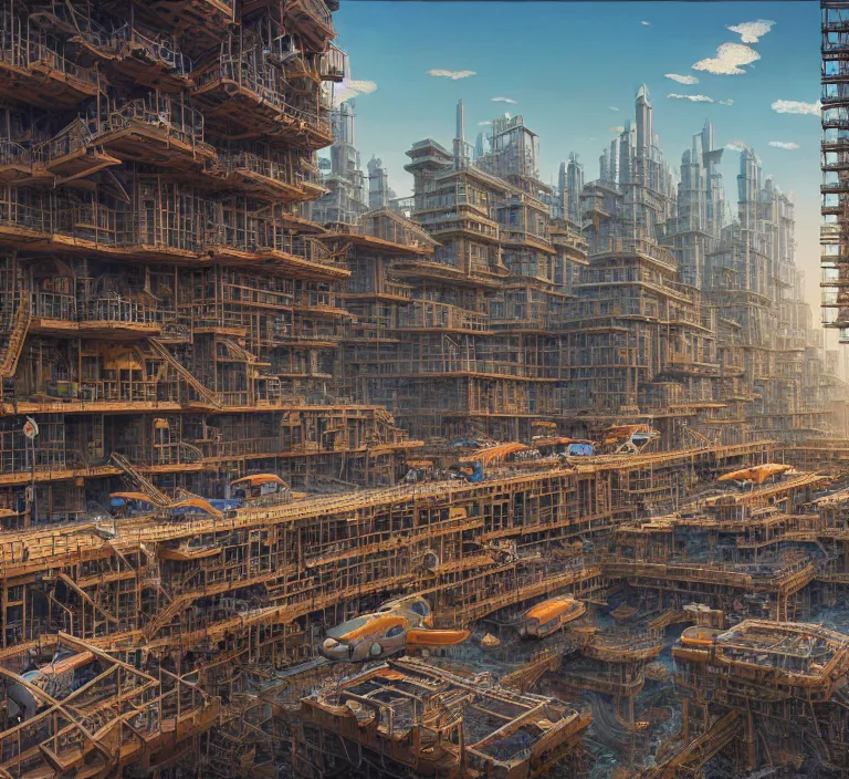 Image similar to hyperrealism photography hyperrealism concept art of highly detailed beavers builders that building highly detailed futuristic city by wes anderson and hasui kawase and scott listfield sci - fi style hyperrealism rendered in blender and octane render volumetric natural light