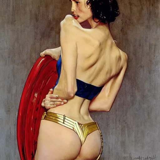 Prompt: gal gadot painted by norman rockwell