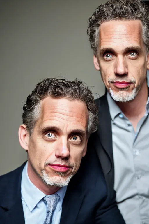 Prompt: photo of psychologist jordan peterson!, red lipstick, face and upper body focus