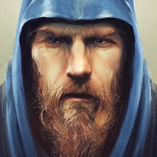 Image similar to portrait of a man by greg rutkowski, old jedi master, he looks like cameron monaghan, beard, wearing a blue jedi robes, star wars expanded universe, he is about 8 0 years old, highly detailed portrait, digital painting, artstation, concept art, smooth, sharp foccus ilustration, artstation hq