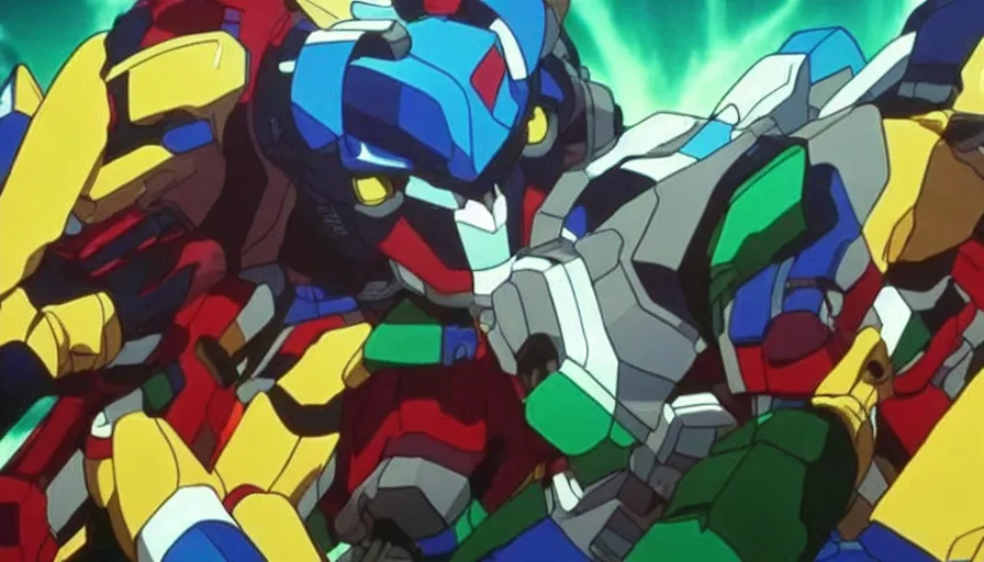 Image similar to full - color cinematic movie still from a live - action voltron action film directed by michael bay. the scene features the robotic lions from voltron fighting against ugly kaiju monster robeasts on the planet arus. realistic movie of golion. highly - detailed ; photorealistic ; epic.