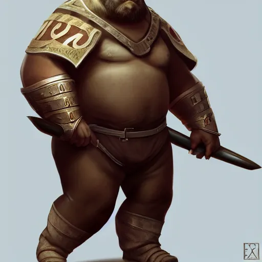 Prompt: a full body portrait of a chonky young warrior as drawn by eric anthony johnson ericanthonyj artstation 8 k