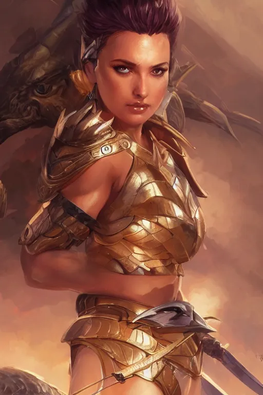 Image similar to amazon valkyrie athena, d & d, fantasy, portrait, highly detailed, headshot, digital painting, trending on artstation, concept art, sharp focus, illustration, art by artgerm and greg rutkowski and magali villeneuve