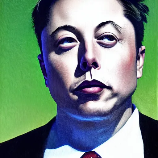 Image similar to Surrealist Portrait painting of Elon Musk, futuristic