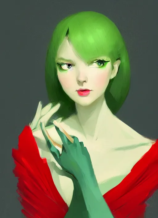 Prompt: a digital painting of a beautiful humanoid female green apple wearing a red dress, by netter, style from greg rutkowski, beautiful eyes, full frame, oil painting, featured on artstation, concept art, smooth, sharp focus, illustration, very detailed, ambient lighting, unreal engine render, concept art by Atey Ghailan, by Loish, by Bryan Lee O'Malley