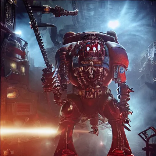 Image similar to donald j trump in a space hulk from warhammer 4 0 k darktide : : octane render, unreal engine 5, cinematic lighting