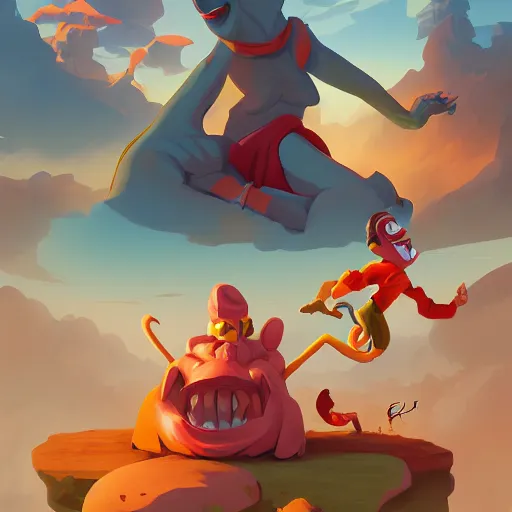 Image similar to hero world the ren & stimpy show, behance hd by jesper ejsing, by rhads, makoto shinkai and lois van baarle, ilya kuvshinov, rossdraws global illumination