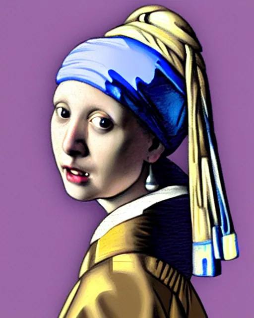 Image similar to digital realist painting of a beautiful modern girl as a girl with a pearl earring