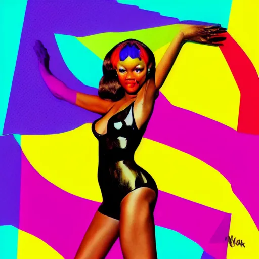 Prompt: rainbow tyra banks. pop art