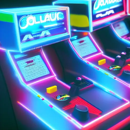 Image similar to polybius arcade cabinet, octane render, RTX, hyper realistic, Cinematic