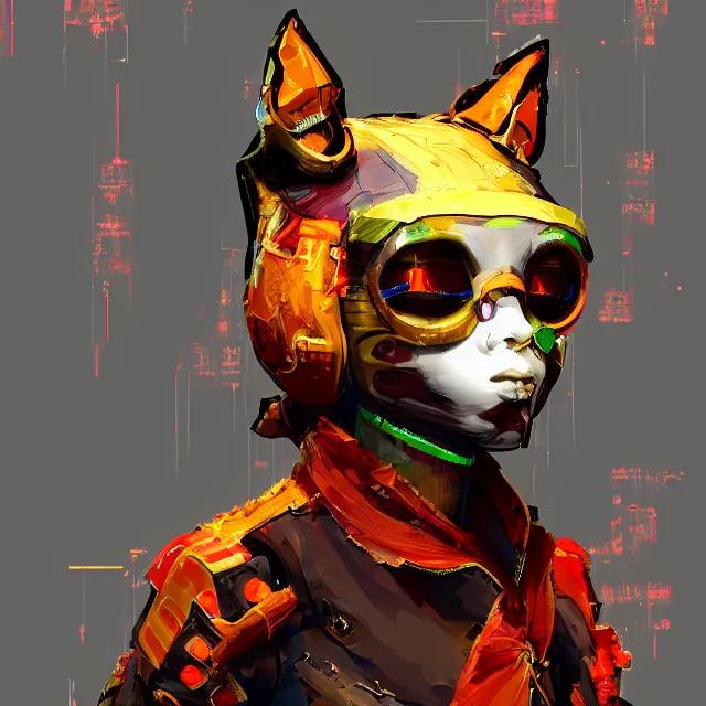 Prompt: a glitch art character portrait of an female anthropomorphic animal combat strategy a. i. in the style of cyberpunk in the style of anti - art trending on artstation deviantart pinterest furaffinity detailed realistic hd 8 k high resolution