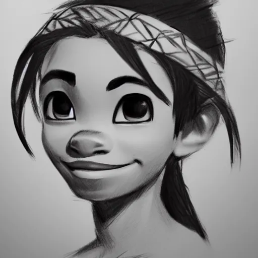 Prompt: moana fusain charcoal sketch artstation deviant art shinkai