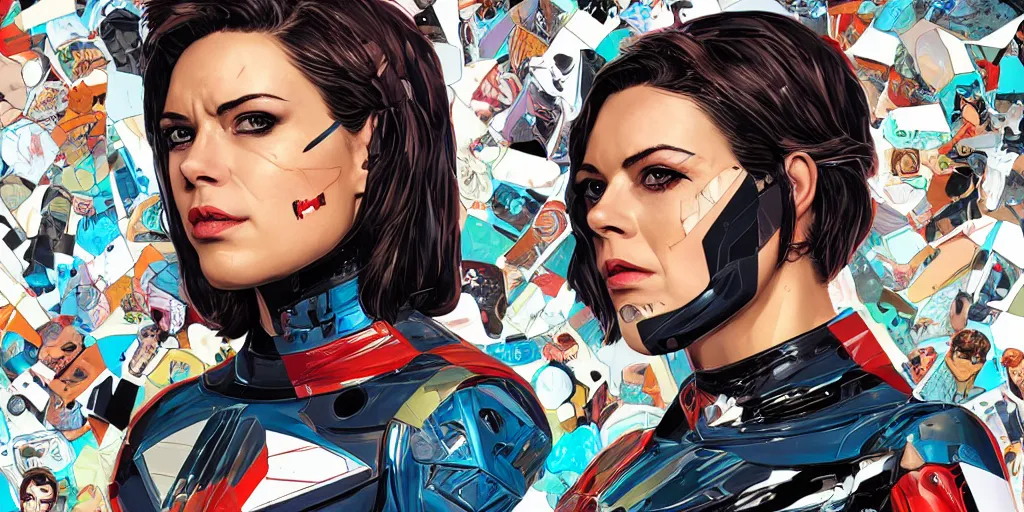 Image similar to a portrait of a single female android, by MARVEL comics and Sandra Chevrier, 4k