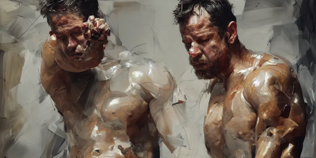 Image similar to highly detailed photography of a strong men hammering, sharp focus, dramatic scene, dynamic lighting, elegant, harmony, masterpiece, by jenny saville, by ben aronson, by james jean, by craig mullins, by jeremy mann, by lucian freud, high quality