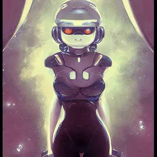 Image similar to A space realistic cat with big and cute eyes, fine-face, realistic shaded perfect face, fine details. realistic shaded lighting poster by Ilya Kuvshinov katsuhiro otomo ghost-in-the-shell, magali villeneuve, artgerm, Jeremy Lipkin and Michael Garmash, Rob Rey and Kentarõ Miura style, trending on art station