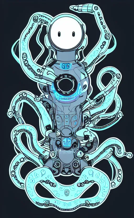 Image similar to cyborg robot electric octopus, digital art, vector art