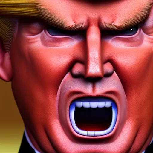 Image similar to ultra - realistic, 3 d render of donald trump going super - saiyan