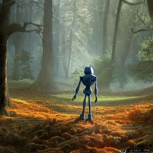 Prompt: ultra realistic and intricate detailed photograph of iron giant in forest from the movie, pixar, iron, giant, technology, innovation, bright modern style, artstation, unreal render, depth of field, ambient lighting, award winning, stunning