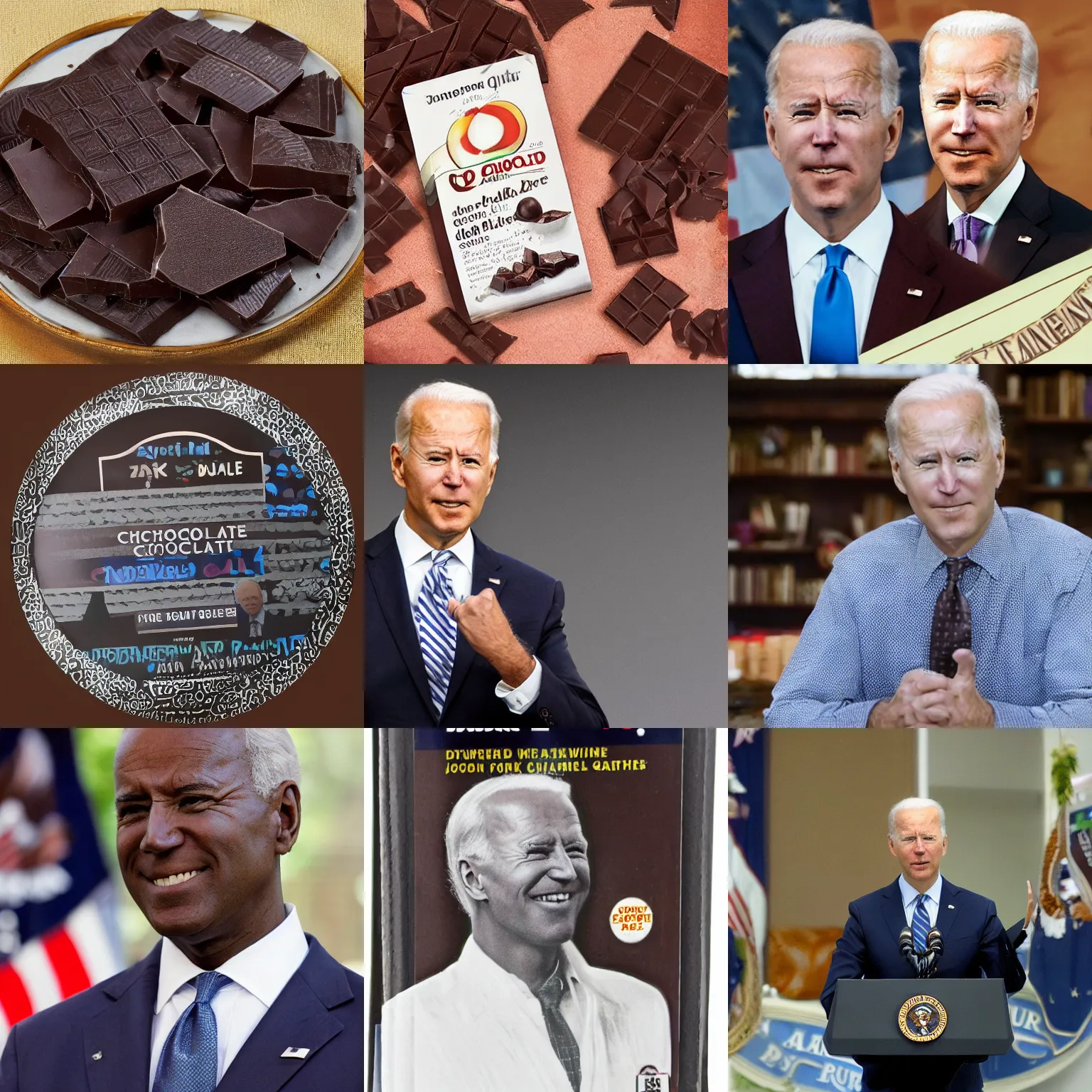 Prompt: dark chocolate relief biden