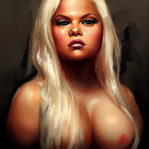 Prompt: lucious trisha paytas in the style of greg rutkowski