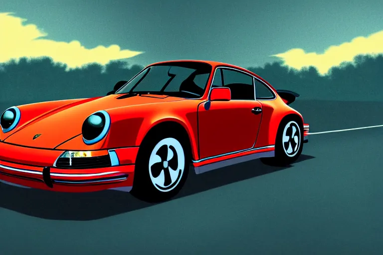 Prompt: Porsche 911 Turbo, beautiful lighting, in the style of studio ghibli, artwork by Hayao Miyazaki and Isao Takahata, highly detailed, 8K, smooth, cinematic, vibrant colors, trending on artstation, japanese animation, stunning artistry and soaring imagination