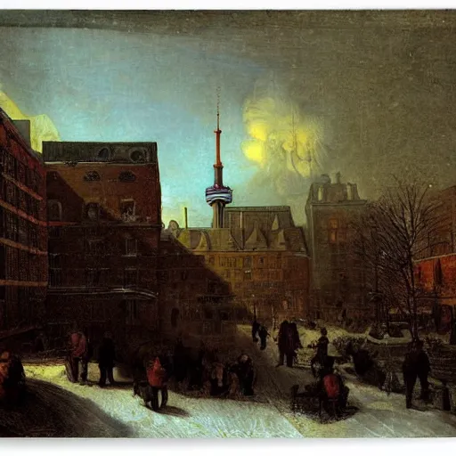 Prompt: toronto in the winter by rembrandt