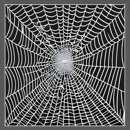 Image similar to one-line art grafic the a spider web as shape-sheep, grey scale