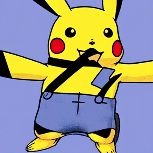 Image similar to pikachu holding a gun