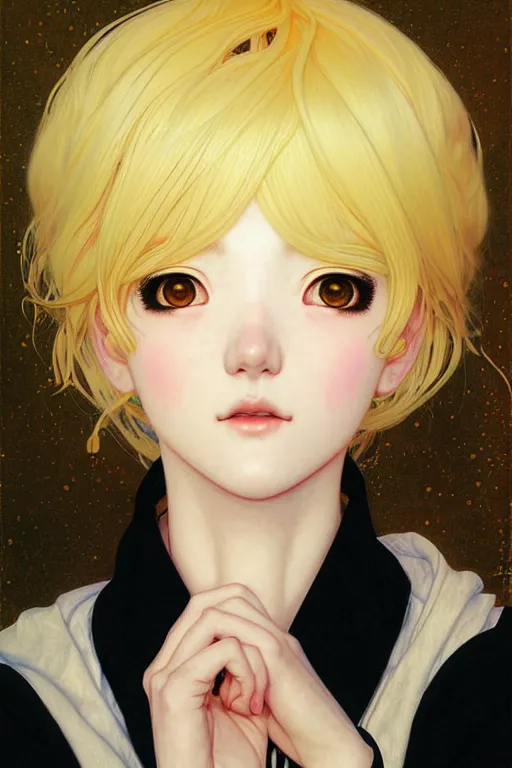 Image similar to portrait Anime girl, cute-fine-face, white-hair pretty face, realistic shaded Perfect face, fine details. Anime. realistic shaded lighting by (((Ilya Kuvshinov))) and Gustav Klimt