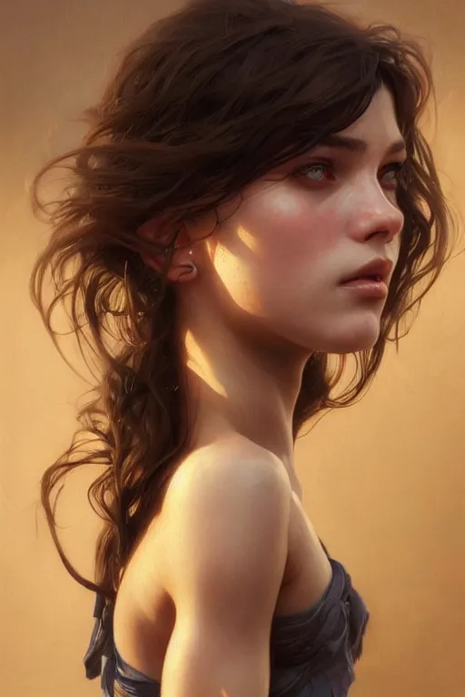 Image similar to photorealistic portrait of a young girl drinks monsyer energy, female, masculine, upper body, fantasy, fierce, sharp features, intricate, elegant, highly detailed, digital painting, artstation, concept art, matte, sharp focus, illustration, art by artgerm and greg rutkowski and alphonse mucha