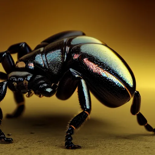 Prompt: still macro of venomous beetle hyper realistic cinematic lighting