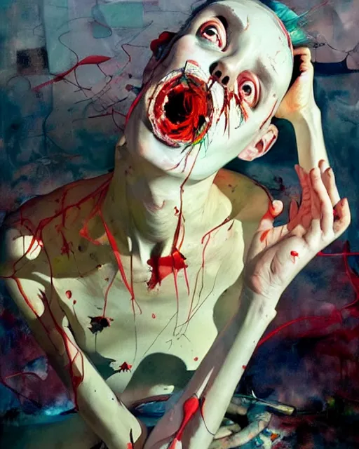 Prompt: stop trying to make sense of insanity. this is a place where dead people breathe. in the style of adrian ghenie, esao andrews, ( ( ( jenny saville ) ) ), edward hopper, surrealism, dark art by james jean