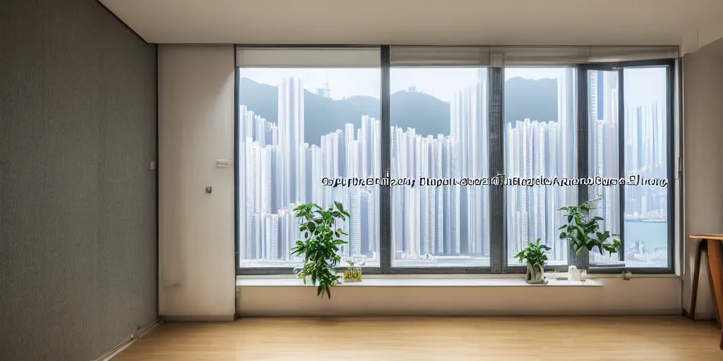 Prompt: a beautiful realistic image from old apartment buildings with airco in hong kong in the future