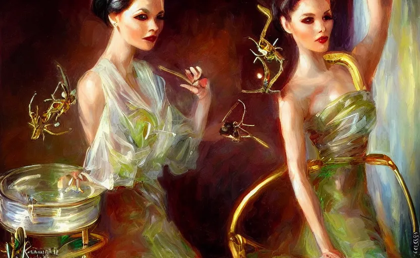 Prompt: Alchemy mantis. By Konstantin Razumov, highly detailded