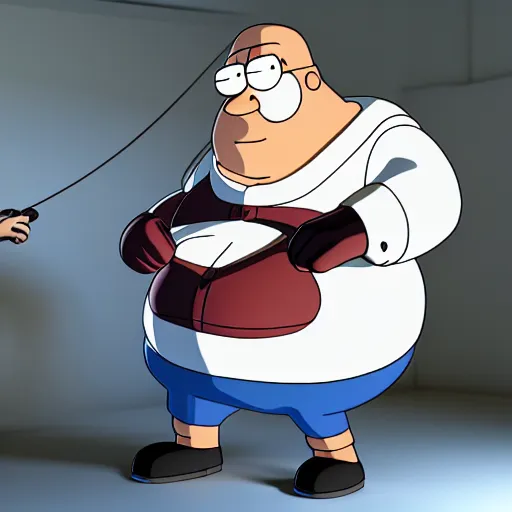 Image similar to peter griffin beating brian from family guy, hyperrealism, octane render, 8 k, high resolution