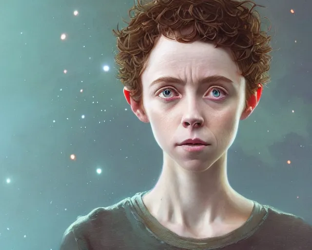 Image similar to highly detailed portrait of sophia lillis, in annihilation ( 2 0 1 8 ), stephen bliss, unreal engine, fantasy art by greg rutkowski, loish, rhads, ferdinand knab, makoto shinkai and lois van baarle, ilya kuvshinov, rossdraws, tom bagshaw, global illumination, radiant light, detailed and intricate environment