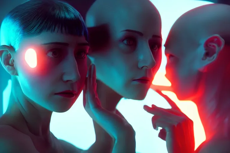 Image similar to vfx film, love death and robots, flat color profile low - key lighting award winning photography arri alexa cinematography, hyper real photorealistic cinematic, atmospheric cool colorgrade